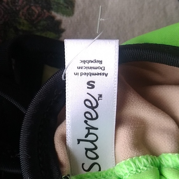 Sabree Neon Green Bikini Top with Black Trim - Picture 2 of 2